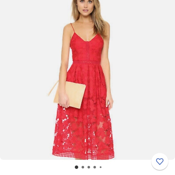 NICHOLAS Dresses & Skirts - NICHOLAS Floral Lace Rouleau Ball Dress in hibiscus red. Size 4.